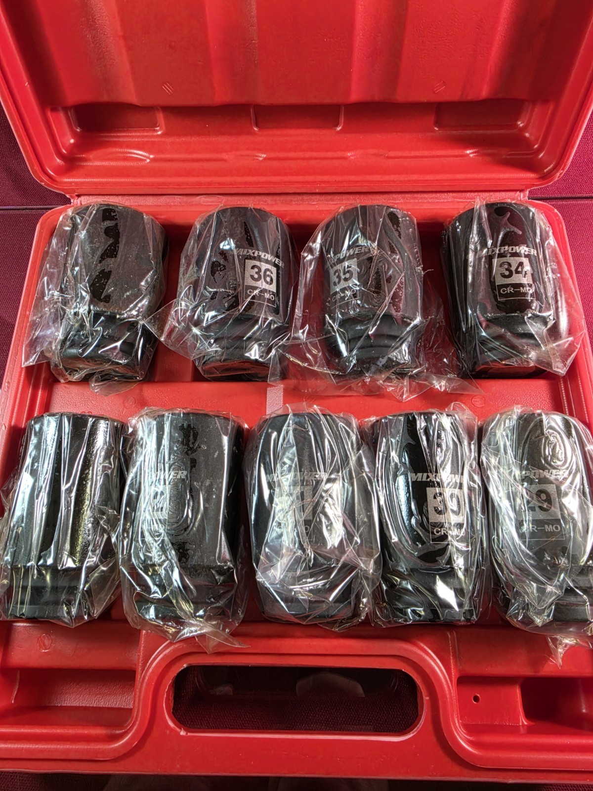 Mix Power 9pc 1/2″ Drive Axle Nut Socket Set Metric 29-38mm CR-mo New W/case