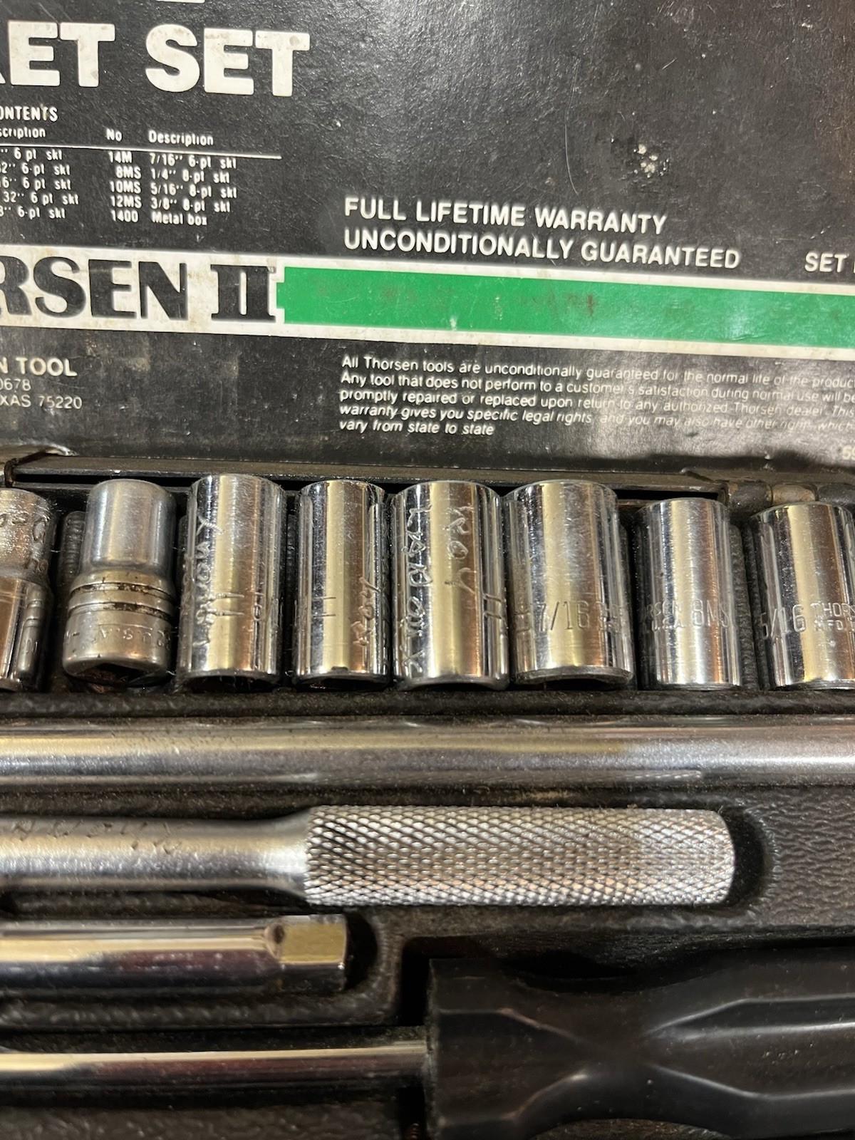 Vintage Thorsen II 16 Piece 1/4” Drive Socket Set