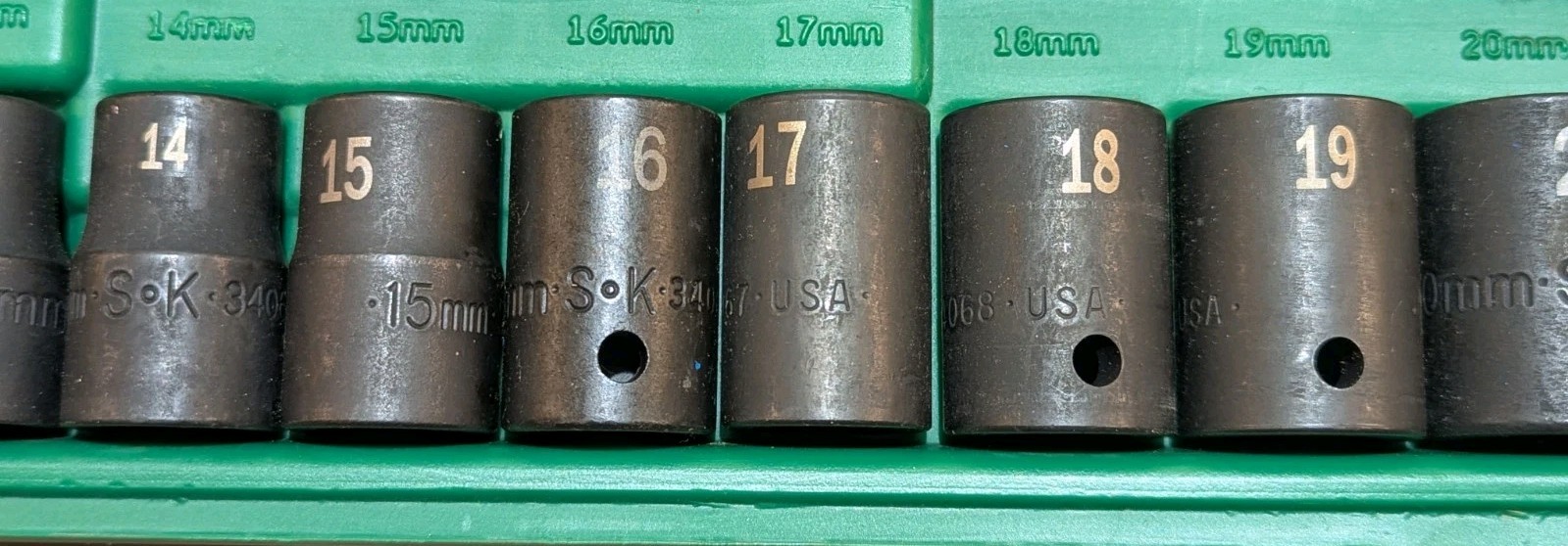 Vintage SK Tools 4053 1/2″ Drive Metric Impact Socket Set Incomplete With Case