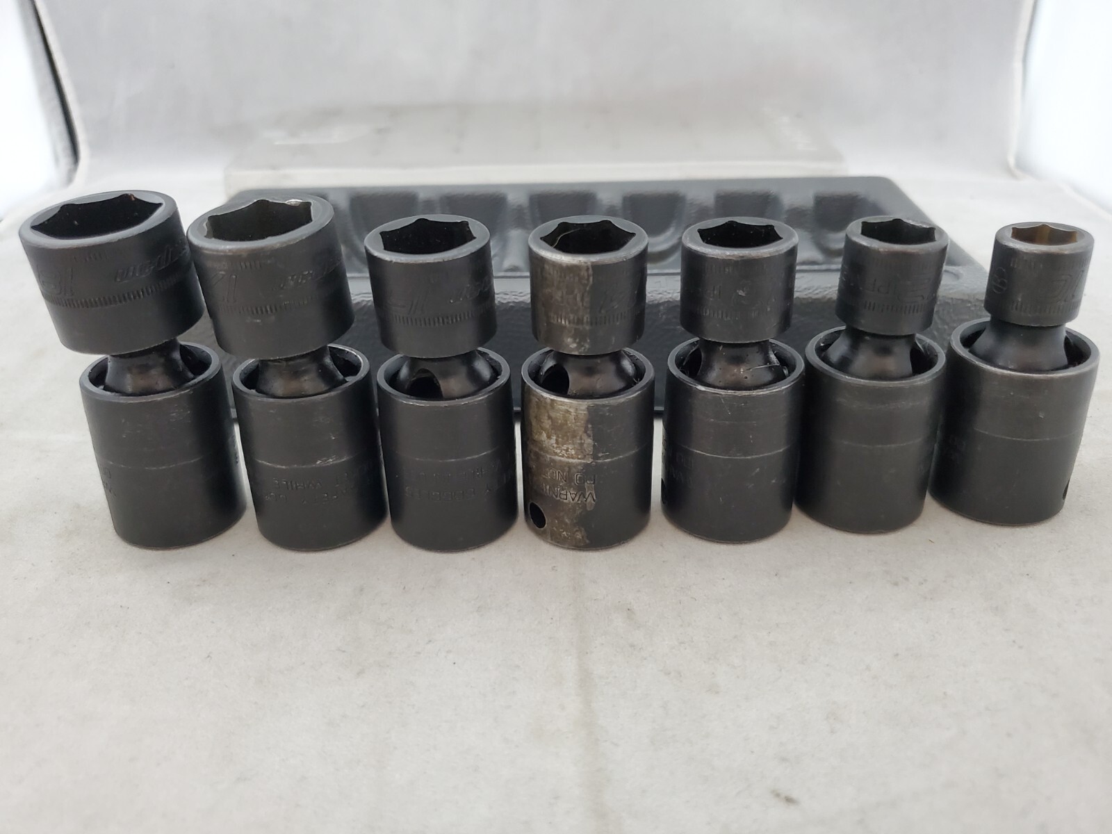 Snap On 207IPFM Metric Flank Drive Shallow Impact Swivel Socket Set, 7Pc 3/8Dr