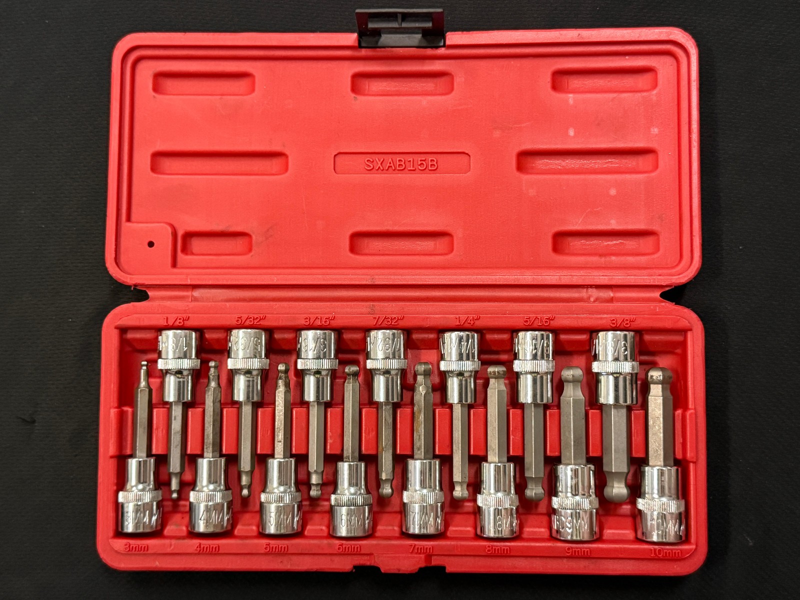 MAC Tools 15pc 3/8″ Drive SAE and Metric Speed Hex Bit Set & Case USA