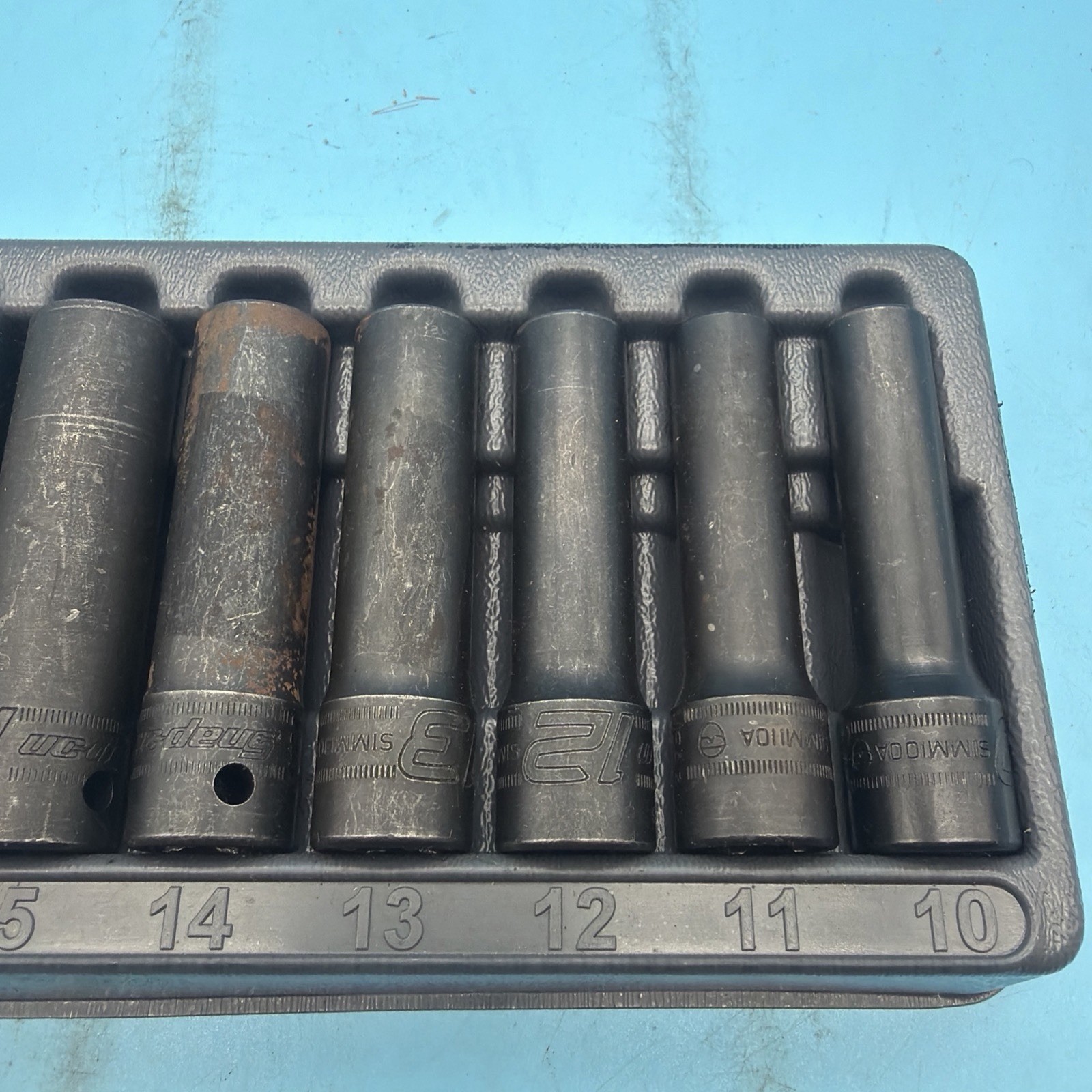 Snap On 310SIMMYA 10pc 1/2″ Drive Metric DEEP Impact Socket Set USA 10-19mm