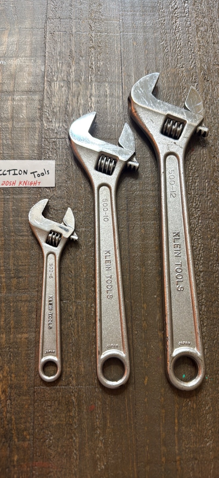 Klein tools adjustable 3 piece wrench set no owner markings all work great