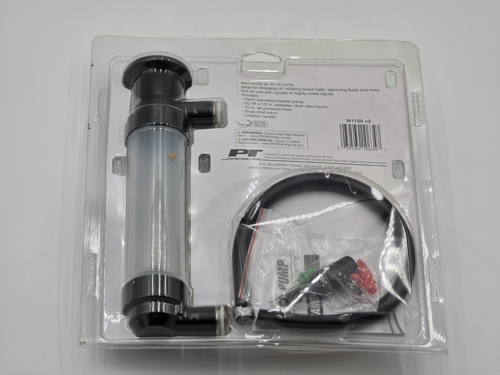 Performance Tool W1156 Grip Clip Fluid Transfer Air Pump Siphon Kit Automotive