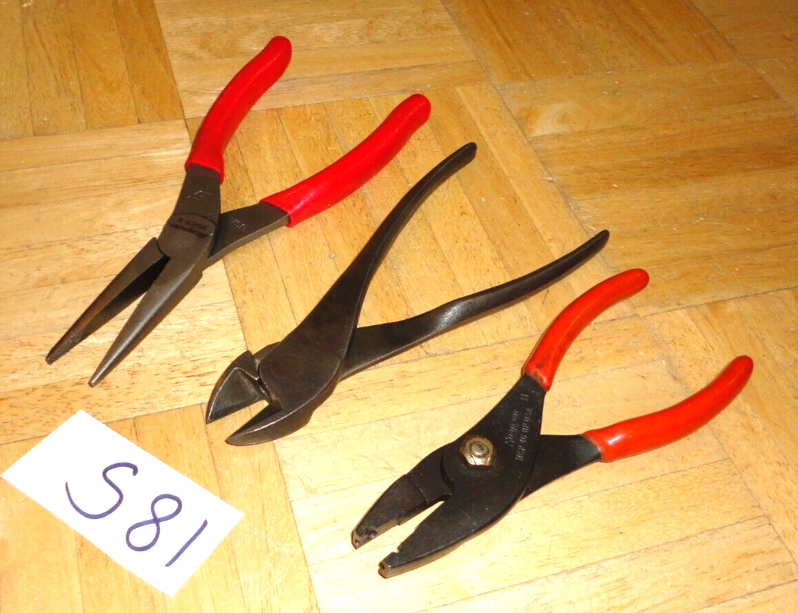 SNAP-ON TOOLS 3 PIECE HOSE CLAMP, NEW NEEDLE NOSE PLIERS, DIAGONAL CUTTER