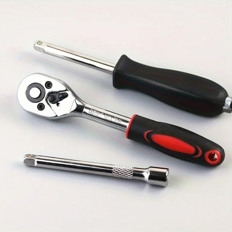 46pcs Car Repair Tool Kit Ratchet Wrench Screwdriver Socket Set for Auto & Bike