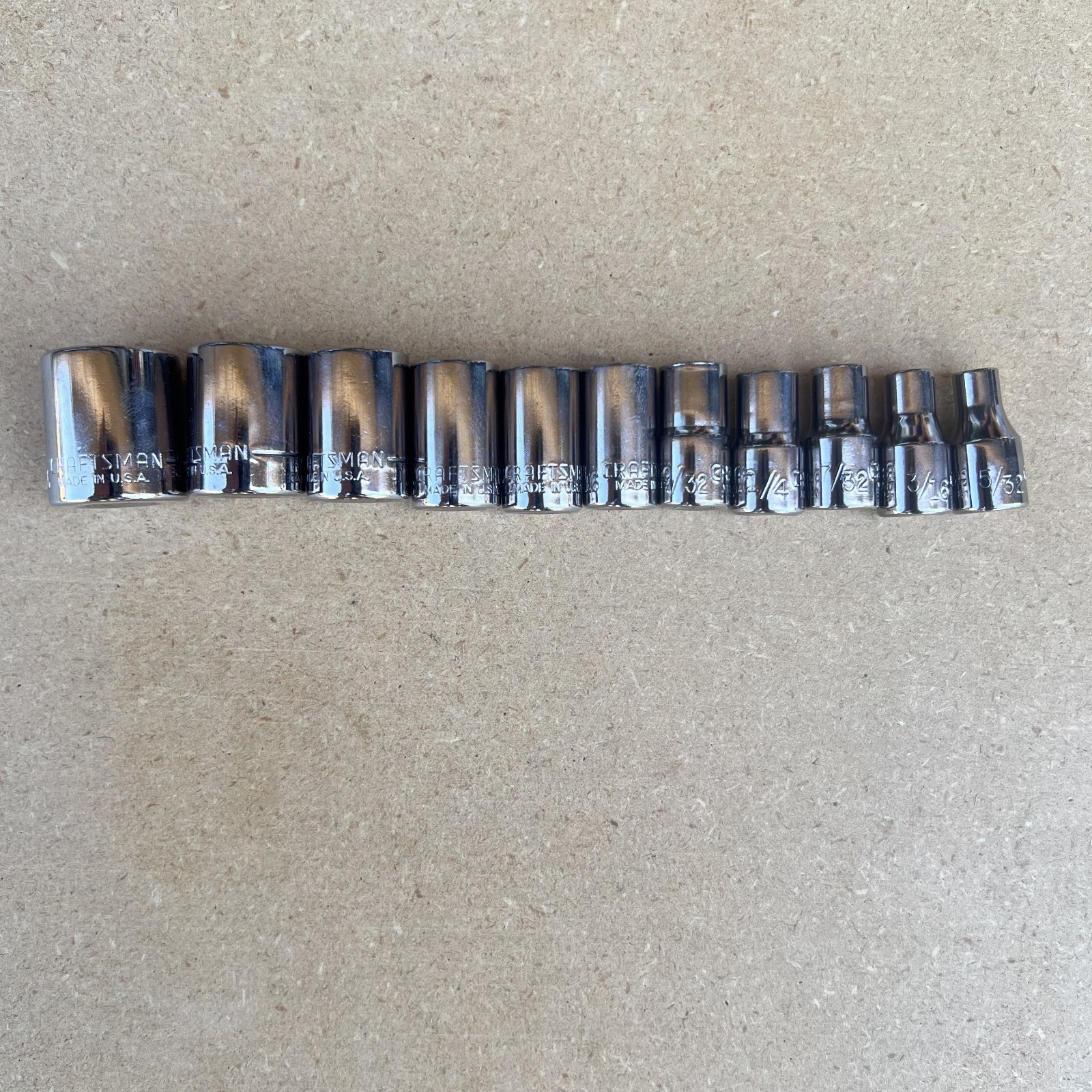 Craftsman 1/4″ Drive SAE Socket Set 5/32″-9/16″ 6 Pt 11 Pcs G2 USA NOS w/ Tray