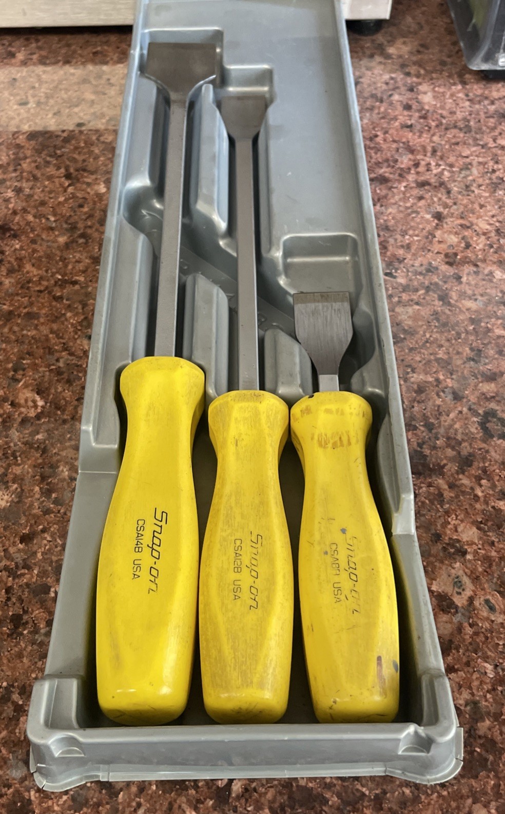 Snap-On Tools Gasket Scraper Set Yellow Grips CSA8B CSA12B CSA14B Rare Set