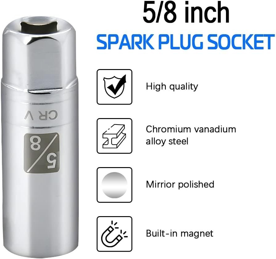 5/8-Inch Chrome Vanadium Magnetic Socket – 3/8-Inch Drive for Easy Maintenance
