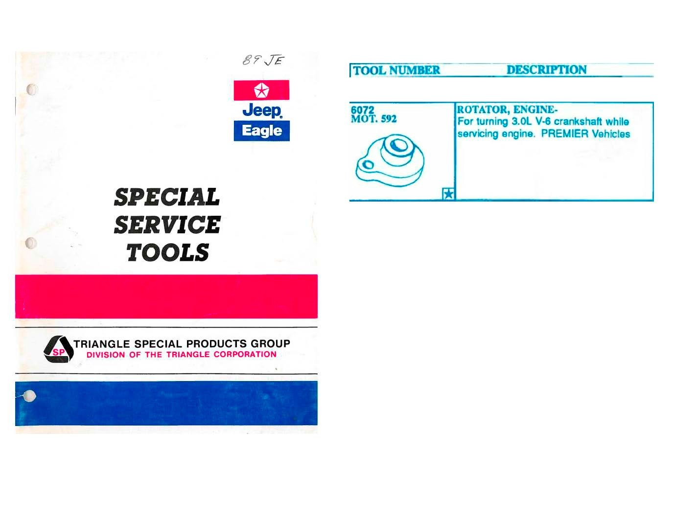 88-92 Dodge Monaco Eagle Premier Renault Specialty Engine Tools Miller 6072