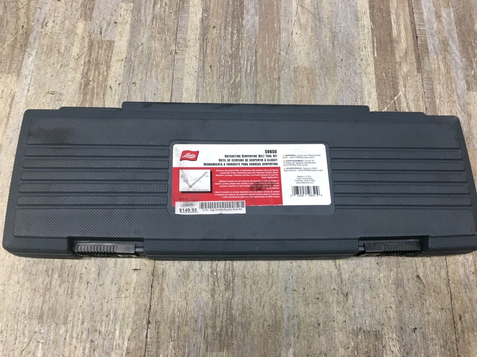 Lisle 59650 11pc Ratcheting Serpentine Belt Tool Kit AS IS ONLY 8 PIECES