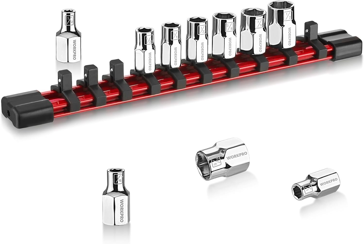 1/4″ Drive Socket Set, 10-Piece SAE CR-V Socket Set with Organizer | Standard…