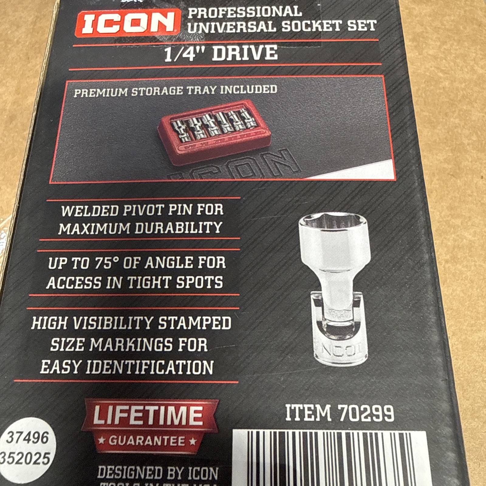 ICON S1US6 PROFESSIONAL UNIVERSAL SOCKET SET SAE 1/4″ DRIVE Free Shipping