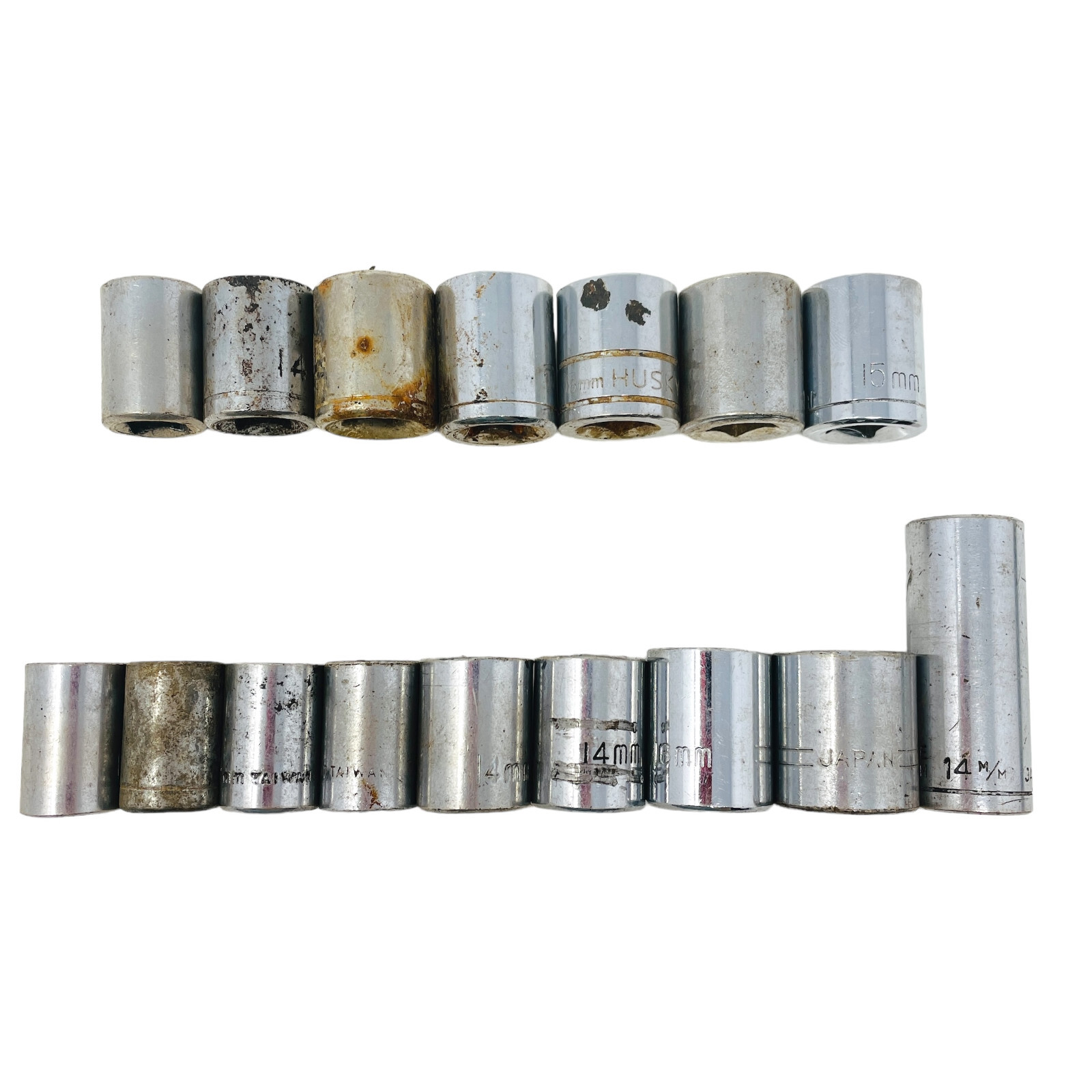 16 Pcs Husky and Assorted 14mm, 15mm, 16mm, 4mm, 12mm Socket Set