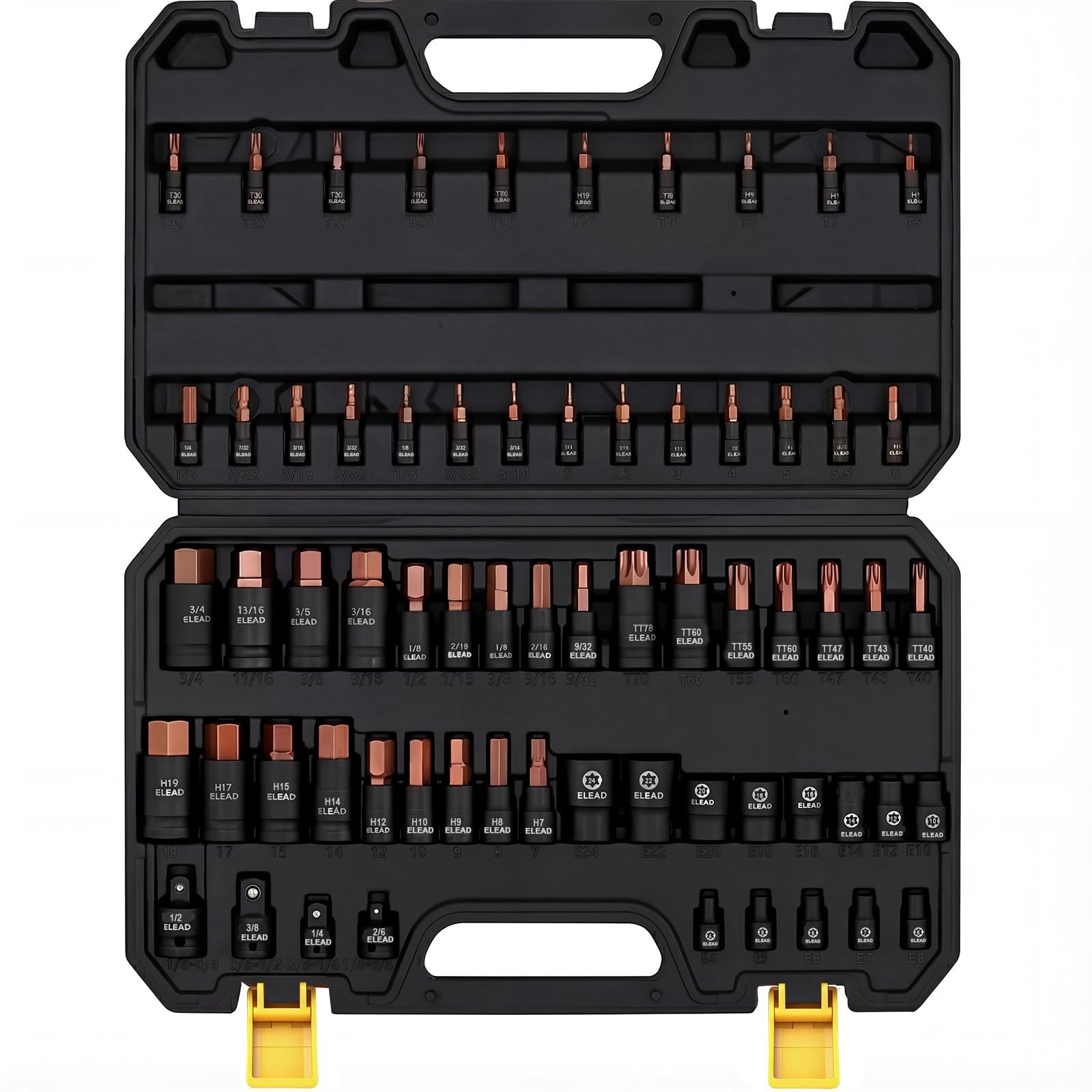 66-Piece Torx & Hex Bit Socket Set, CR-V & S2 Steel, T8-T70 E4-E24, High Torque