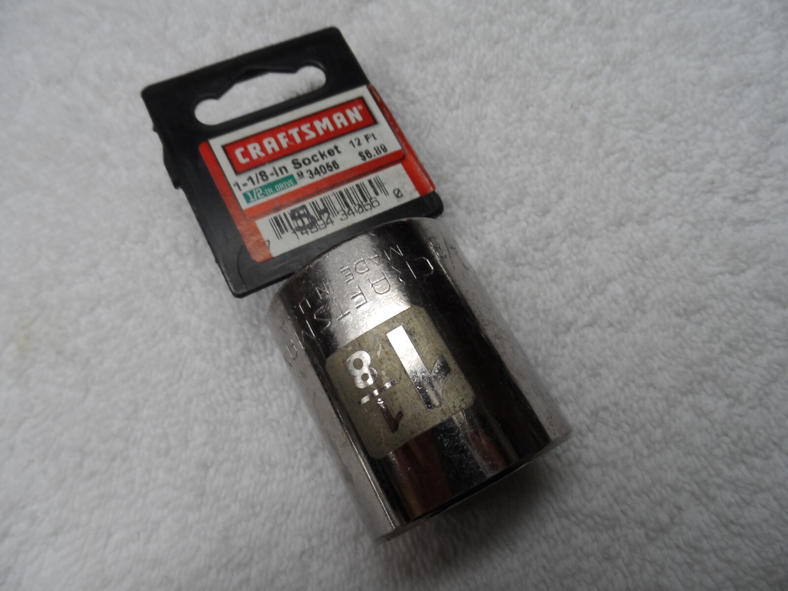 Craftsman 1/2″ Drive Standard SAE Socket, 1-1/8″ laser 12 pt USA NIP – PN 34056
