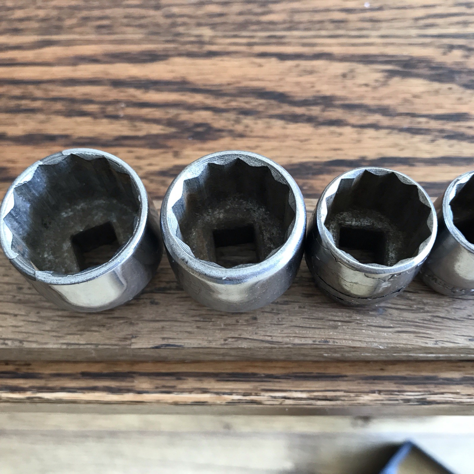 6 Vintage Elora 3/8” Drive Whitworth Sockets 1/2” To 1/8” BSW.