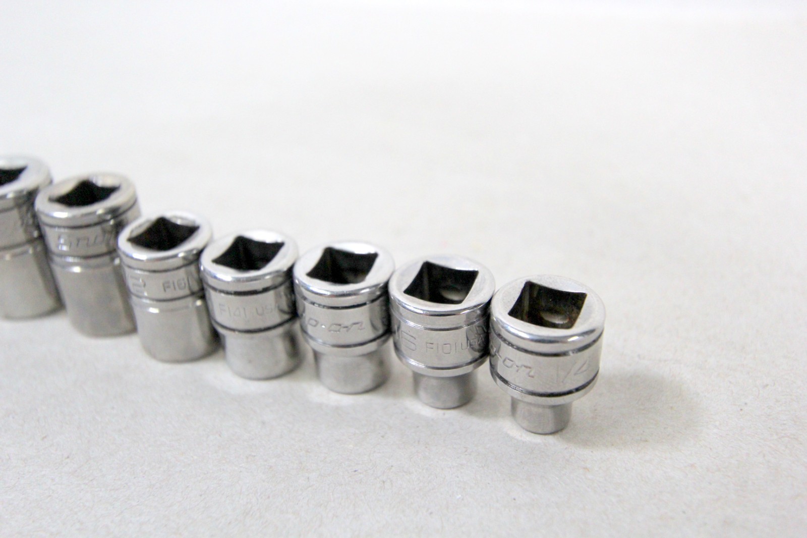 Snap-on F081 – F281 3/8″ Drive 12 Point 11 Piece SAE Chrome Set SEE DESC