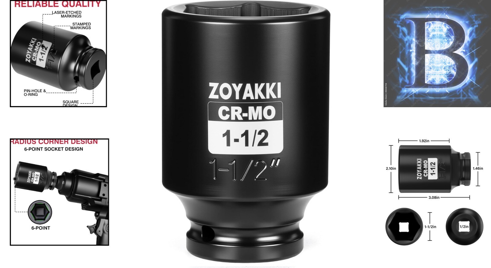 Corrosion-Resistant 1-1/2″ Deep Impact Socket – Professional-Grade Performance