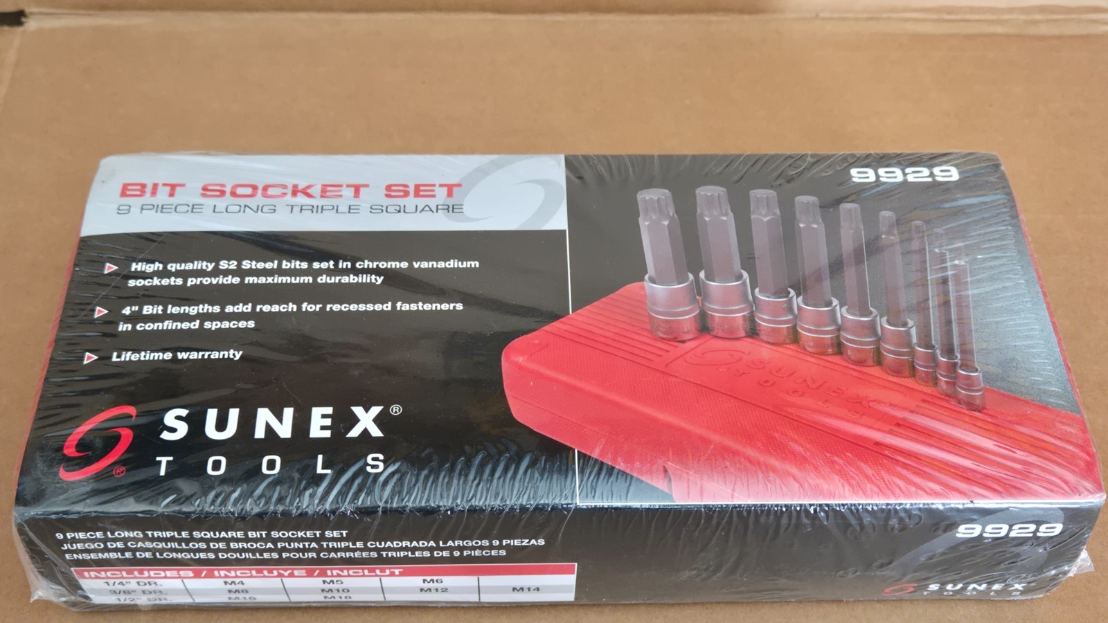 Sunex 9929 9 Piece, 4″ Long, Triple Square Bit Set 3/8 Drive Set – NEW