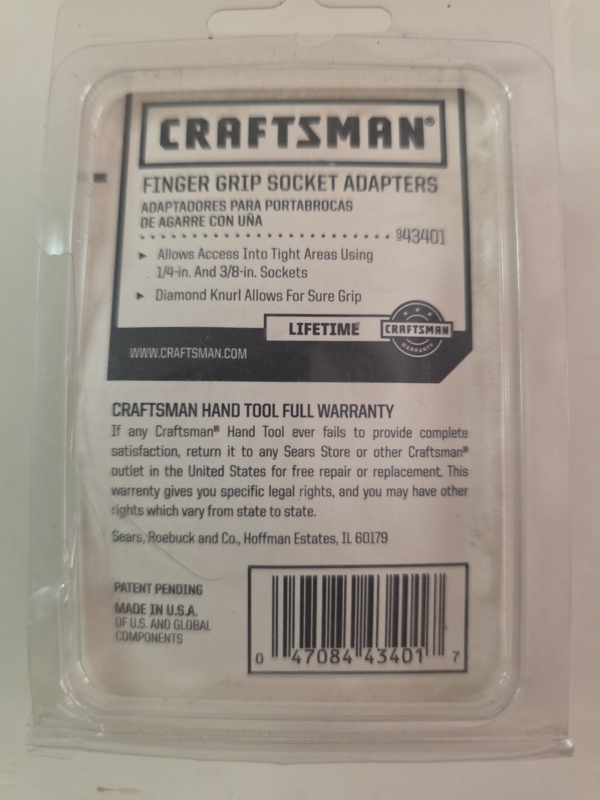 Craftsman Finger Bit Socket Adapter Set (3 pcs) – Part # 43401