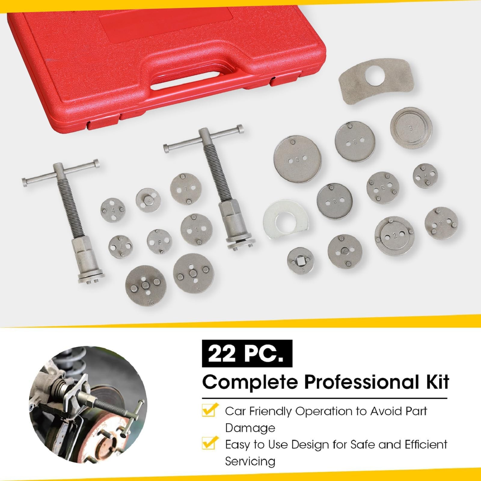 Torin 22 PCS Brake Caliper Press Tool Kit, Disc Brake Piston Caliper Compress…