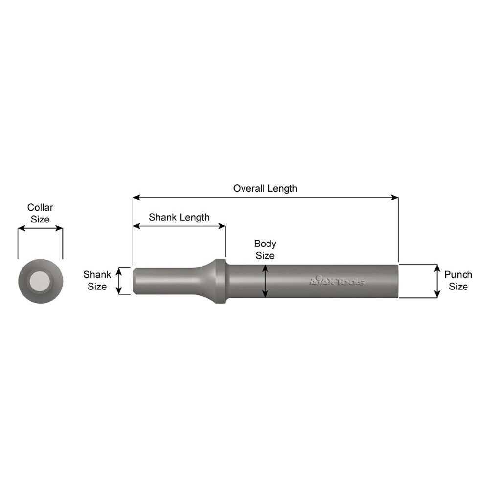 Ajax Tools A963 .498 Parker Turn-Type Shank Straight Punch