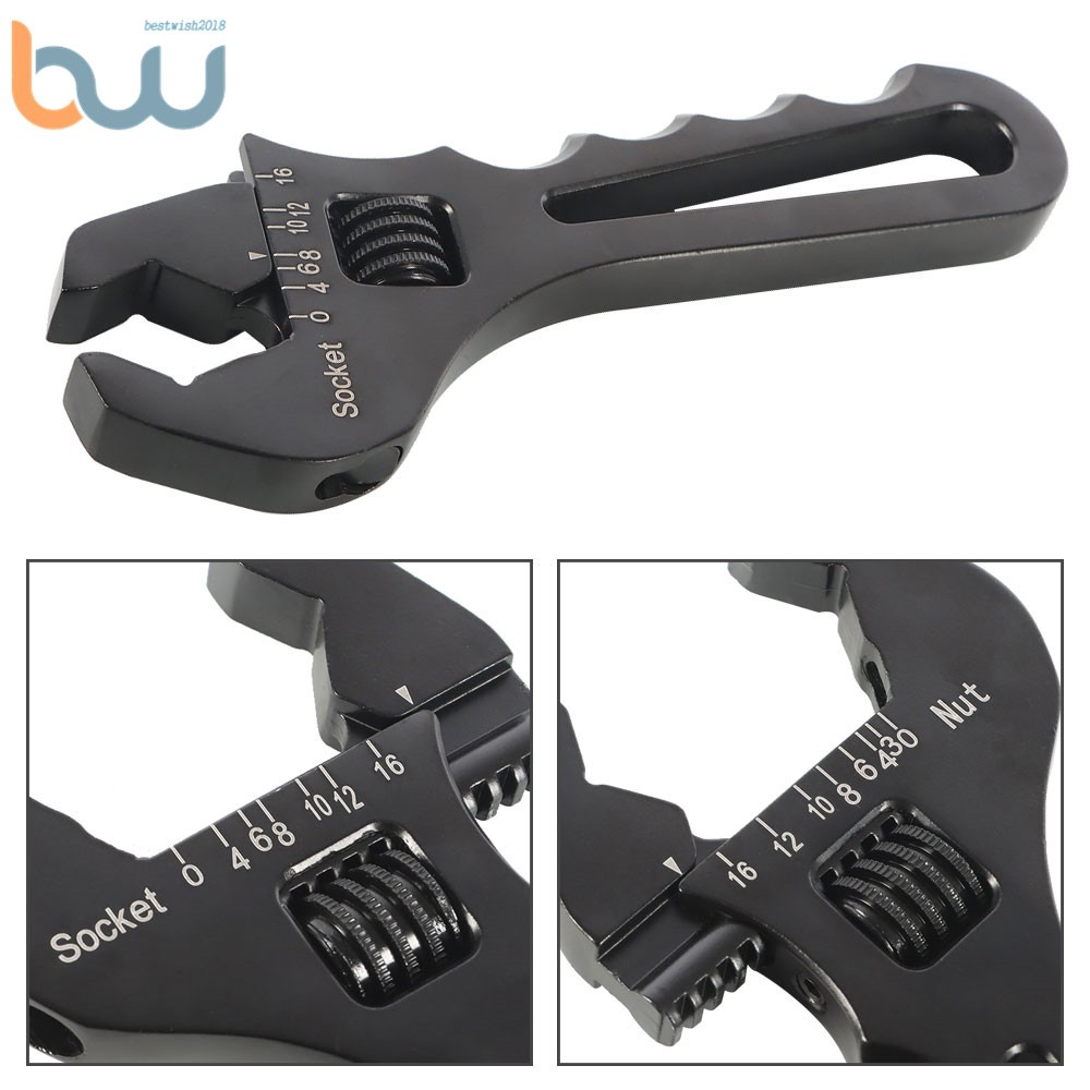 One Black Adjustable Wrench Aluminum Tool Spanner 3AN-16AN For Hose End Fitting