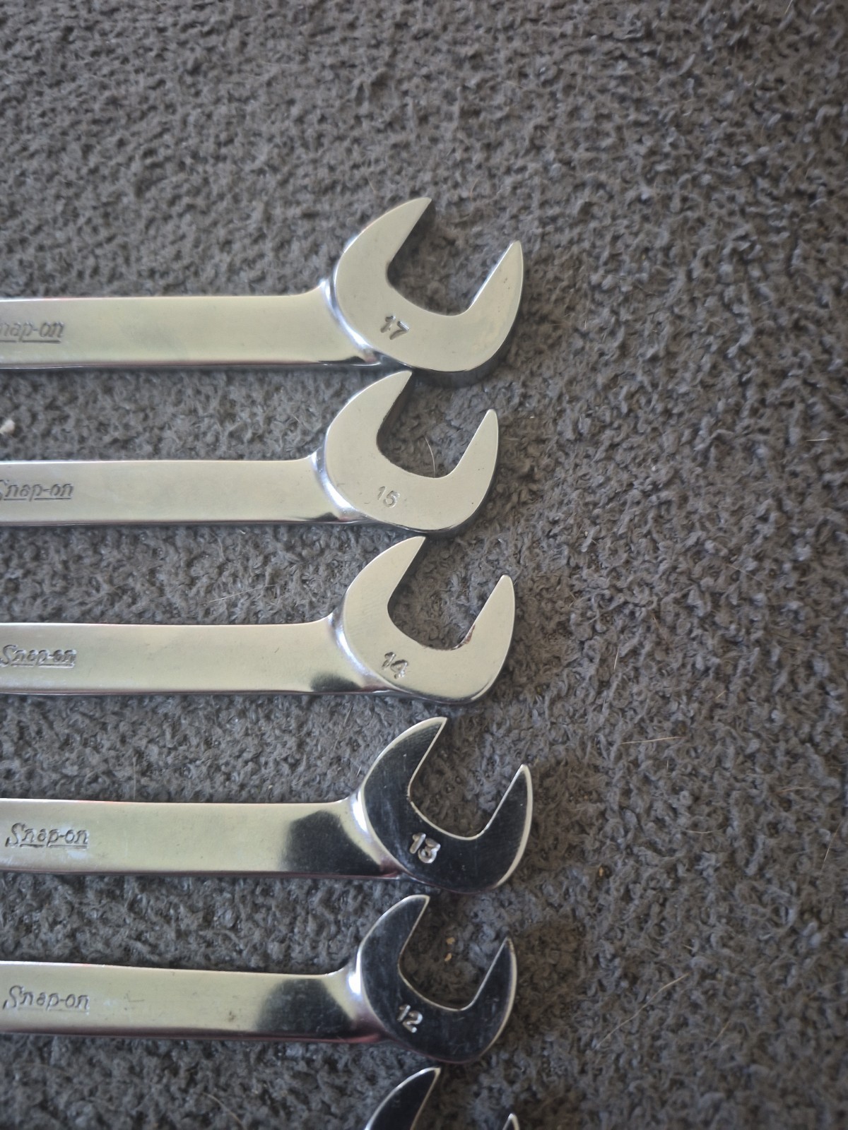 Snap-On 7pc Metric 30°/ 60° Four-Way Angle Open-End Wrench Set (10-15 and 17)(A)