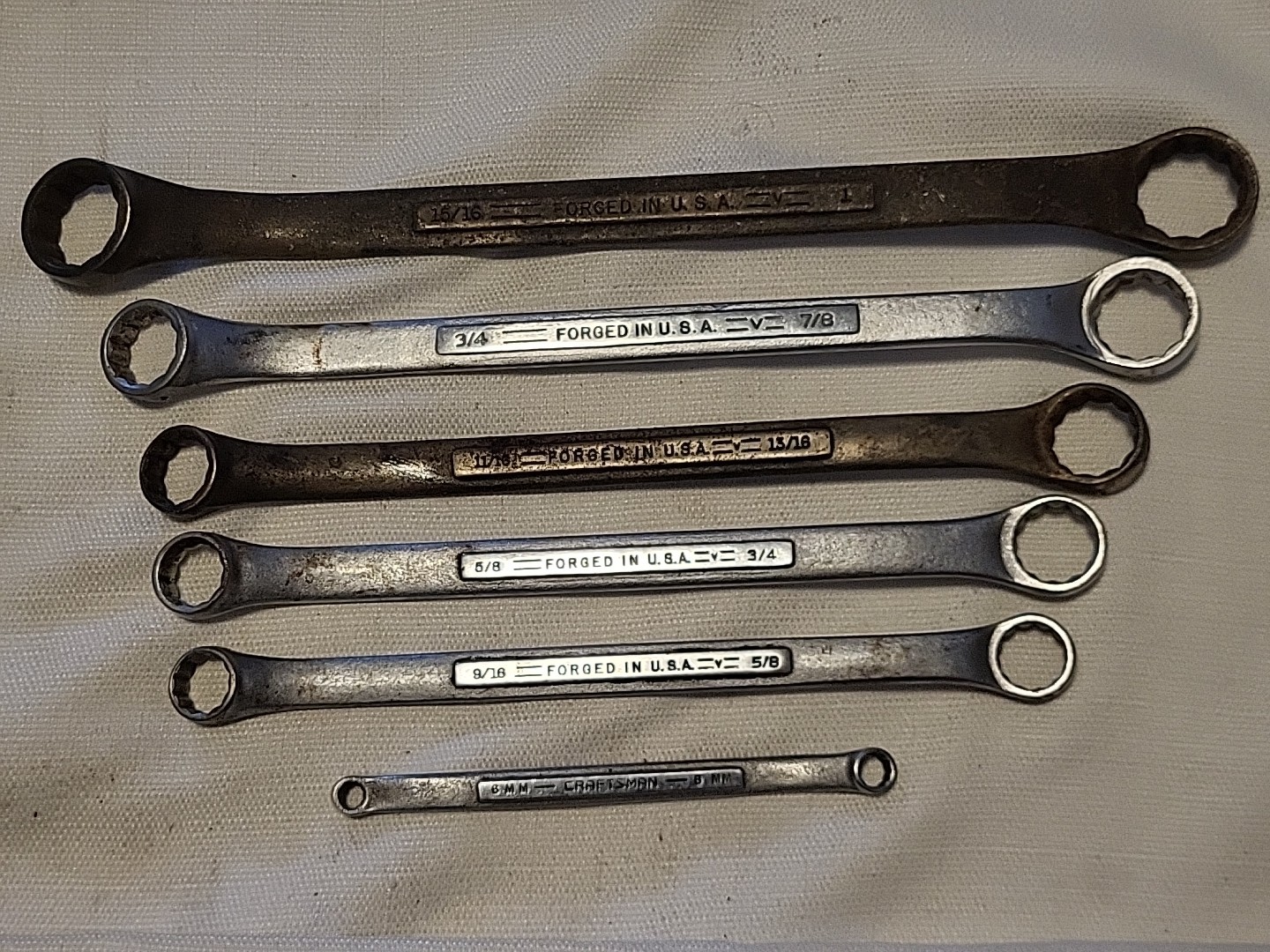 Lot of 6 Vtg Craftsman V Series Double Box End Wrenches SAE and Metric