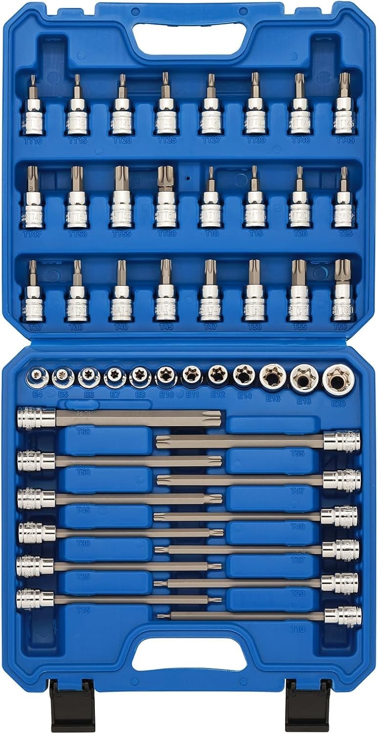 48-Piece Extra Long 3/8″ Drive Master Torx Socket Set – CR-V & S2 Steel