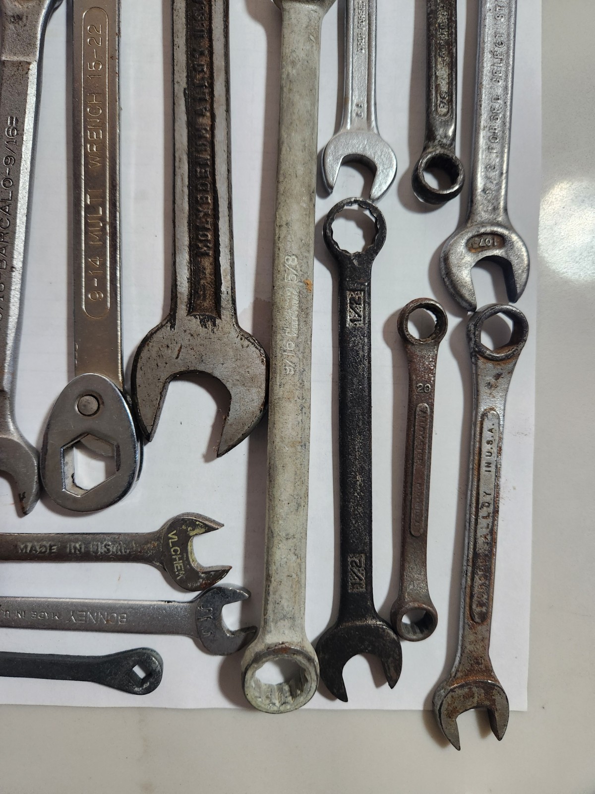 Mixed Lot Of 18 Wrenches Assorted Styles And Sizes Open End Box End