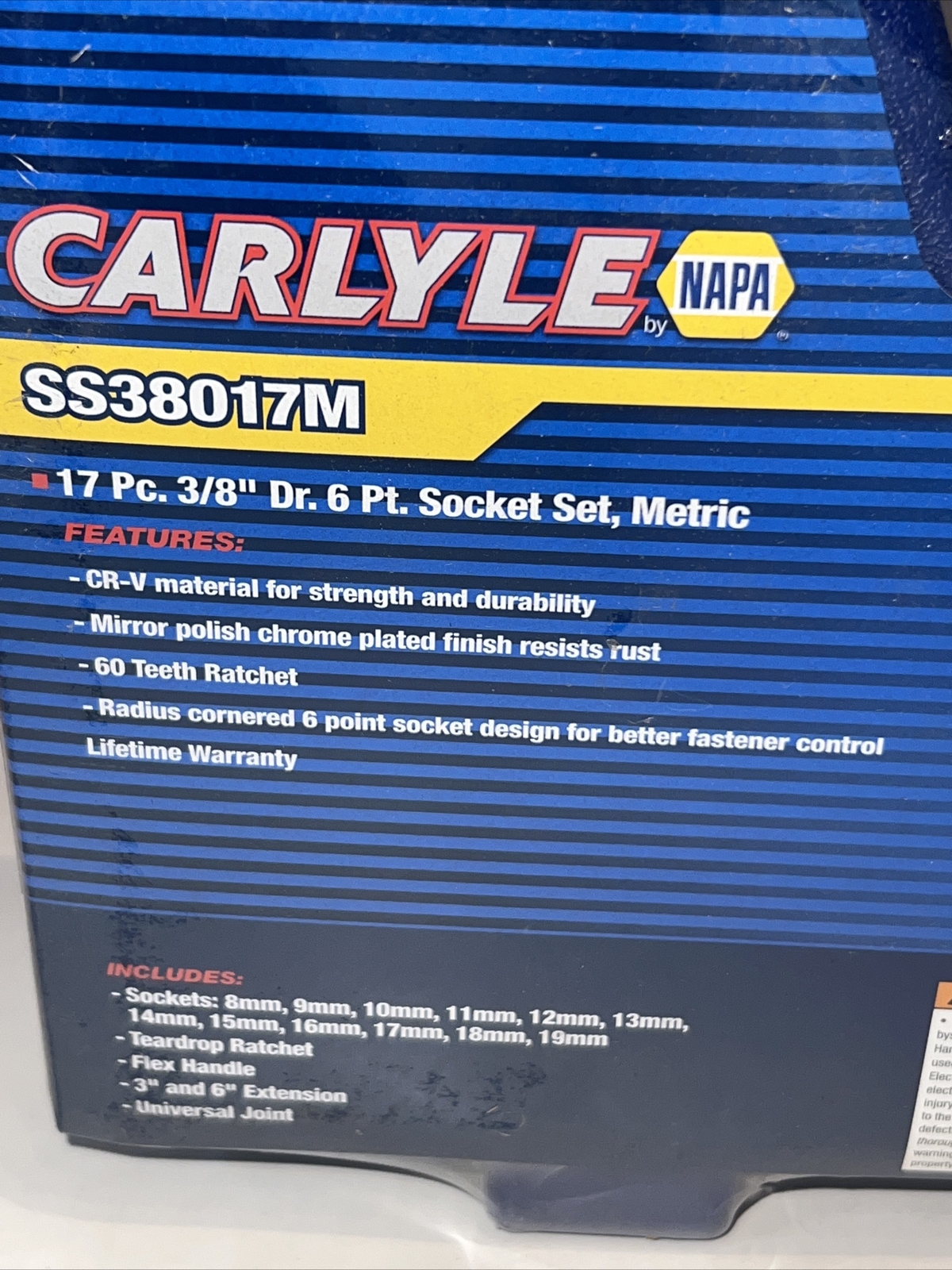 Carlyle Tools by NAPA SS38017M 17pc 3/8″ Dr 6 Pt Socket Set Metric + Accessories