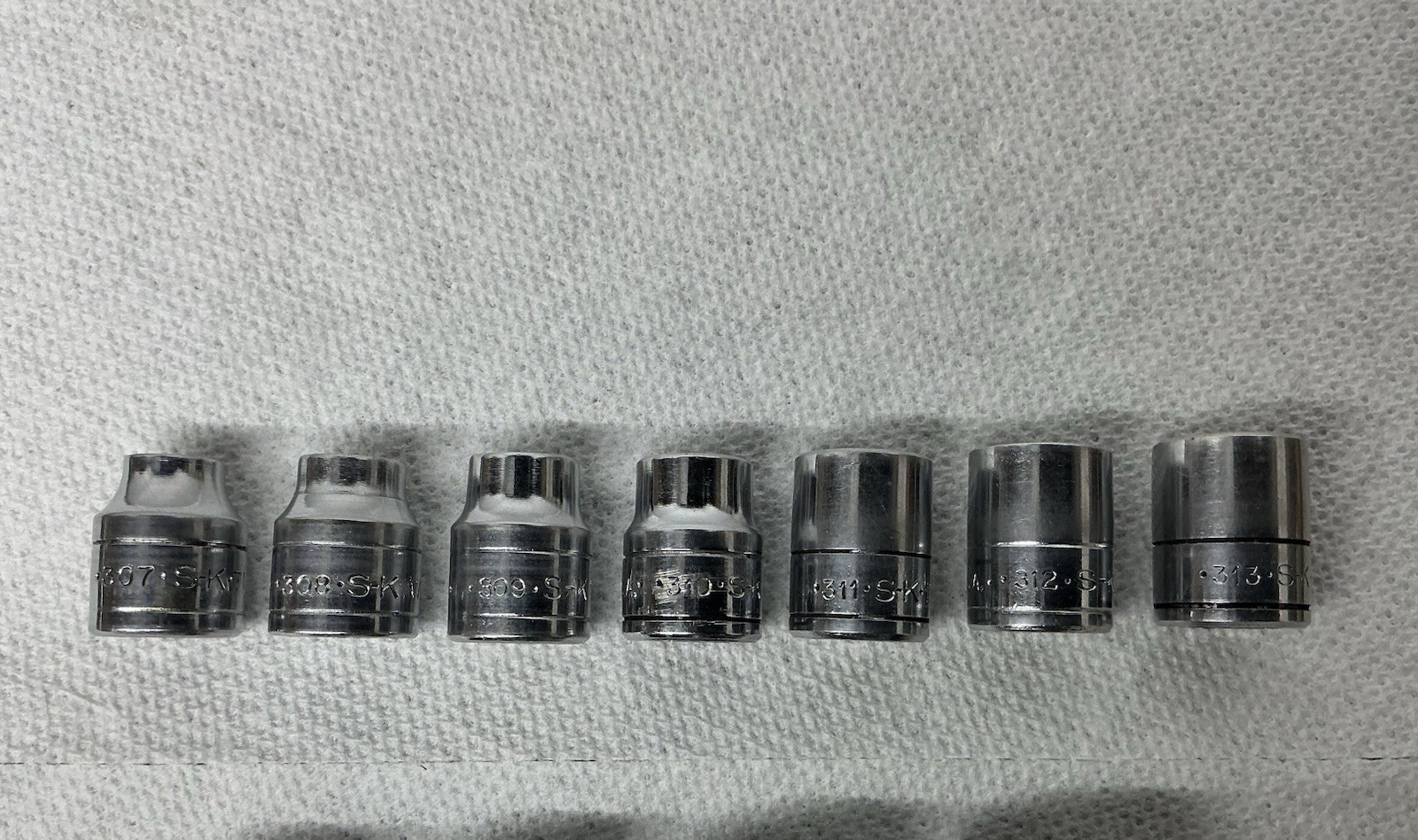Vtg SK Wayne Socket Set 6 Point 11 Pieces 7-19mm w/Diamond Ratchet 45170 4418