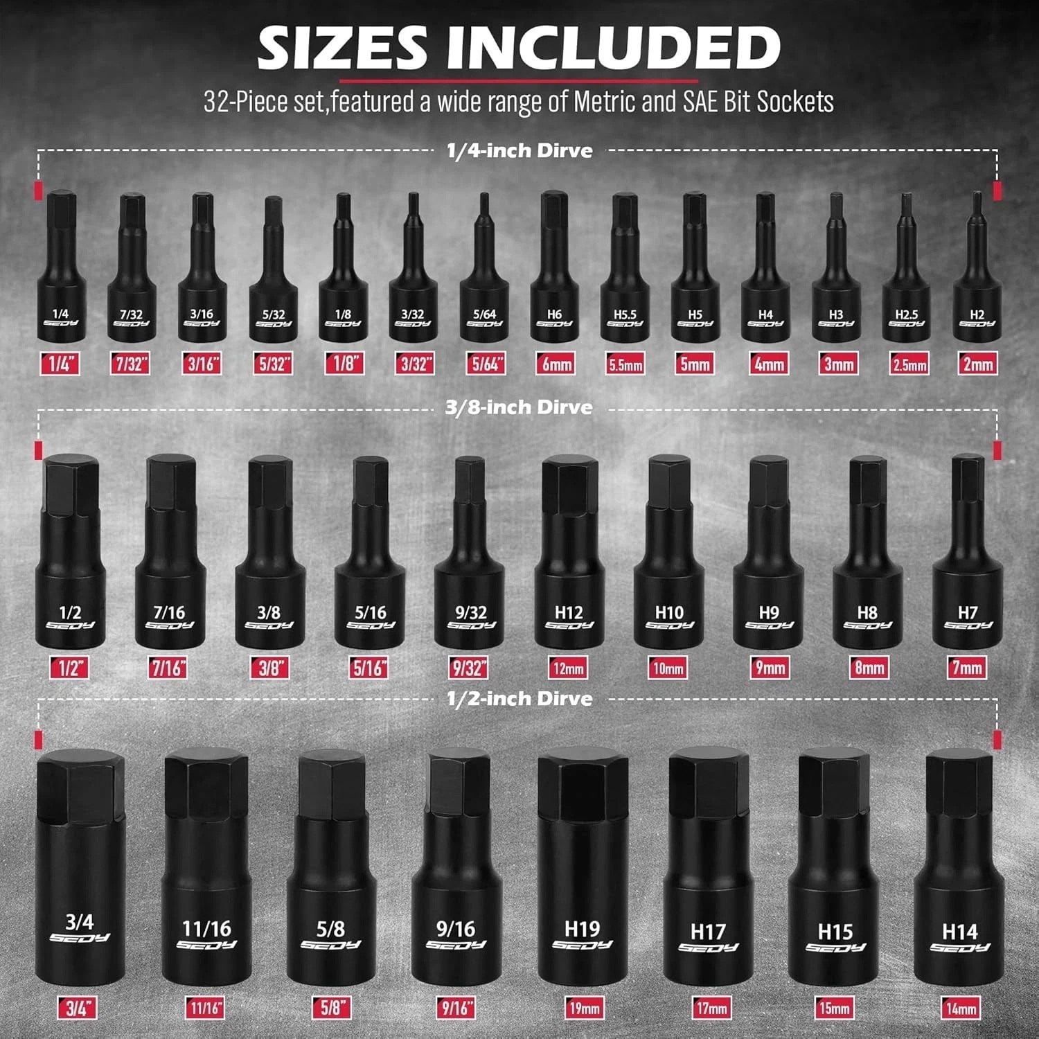 Precision Engineered 36-Piece Hex Impact Socket Set – Perfect for Auto Repair