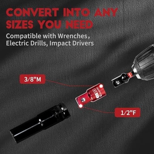 5PCS Impact Socket Adapter Converter&Reducer3/4, 3/8, 1/2, 1/4, 1/4 to 3/8