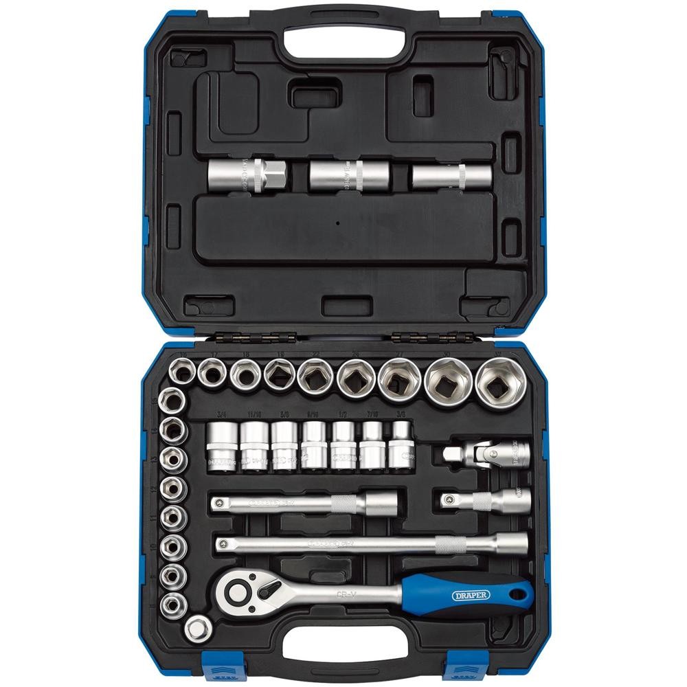 Draper 33 Piece 1/2″ Drive Hex Socket Set Metric and Imperial