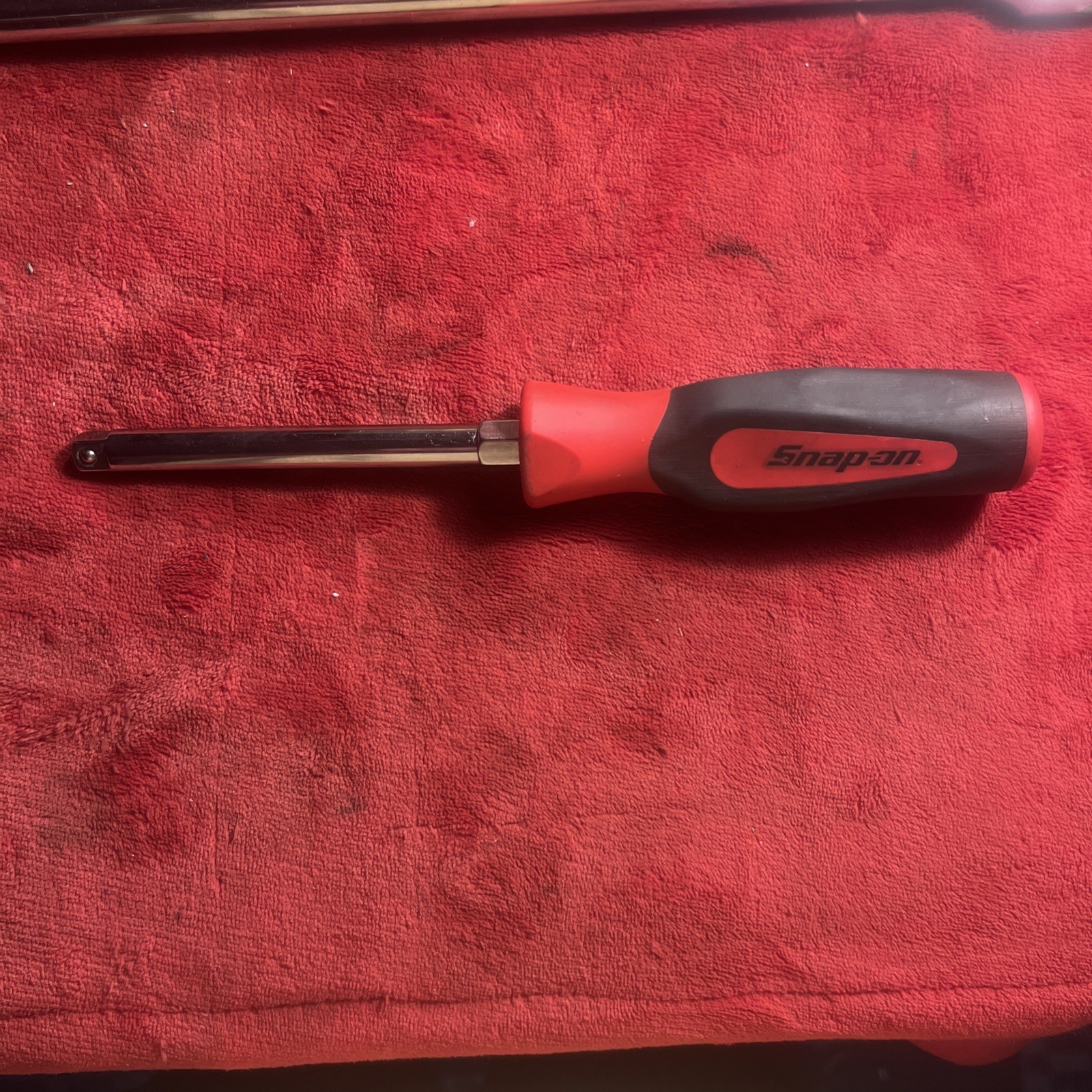 SNAP-ON 3/8″ DRIVE RED INSTINT SOFT GRIP HANDLE DRIVER #SGF50B