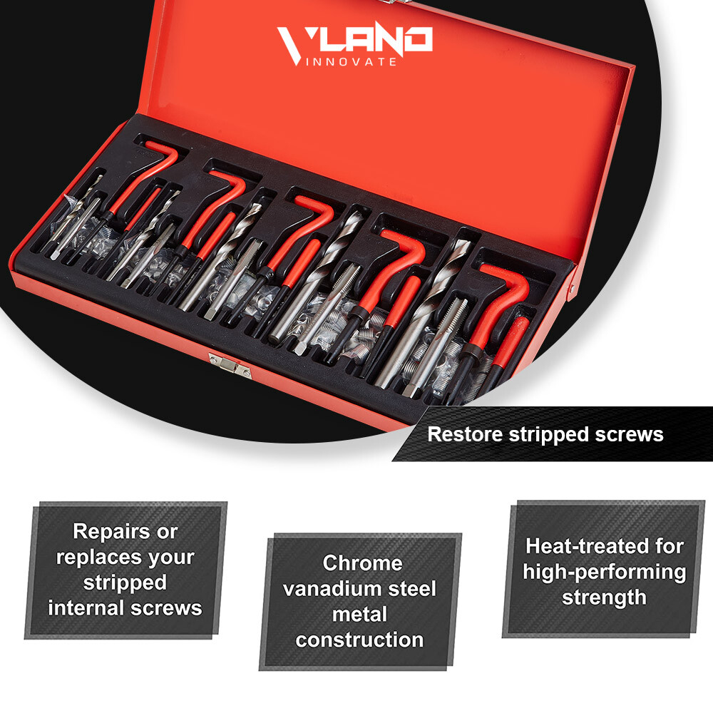 131PCS Helicoil Type Thread Repair Kit rethread Stripped Metric M5 M6 M8 M10 M12