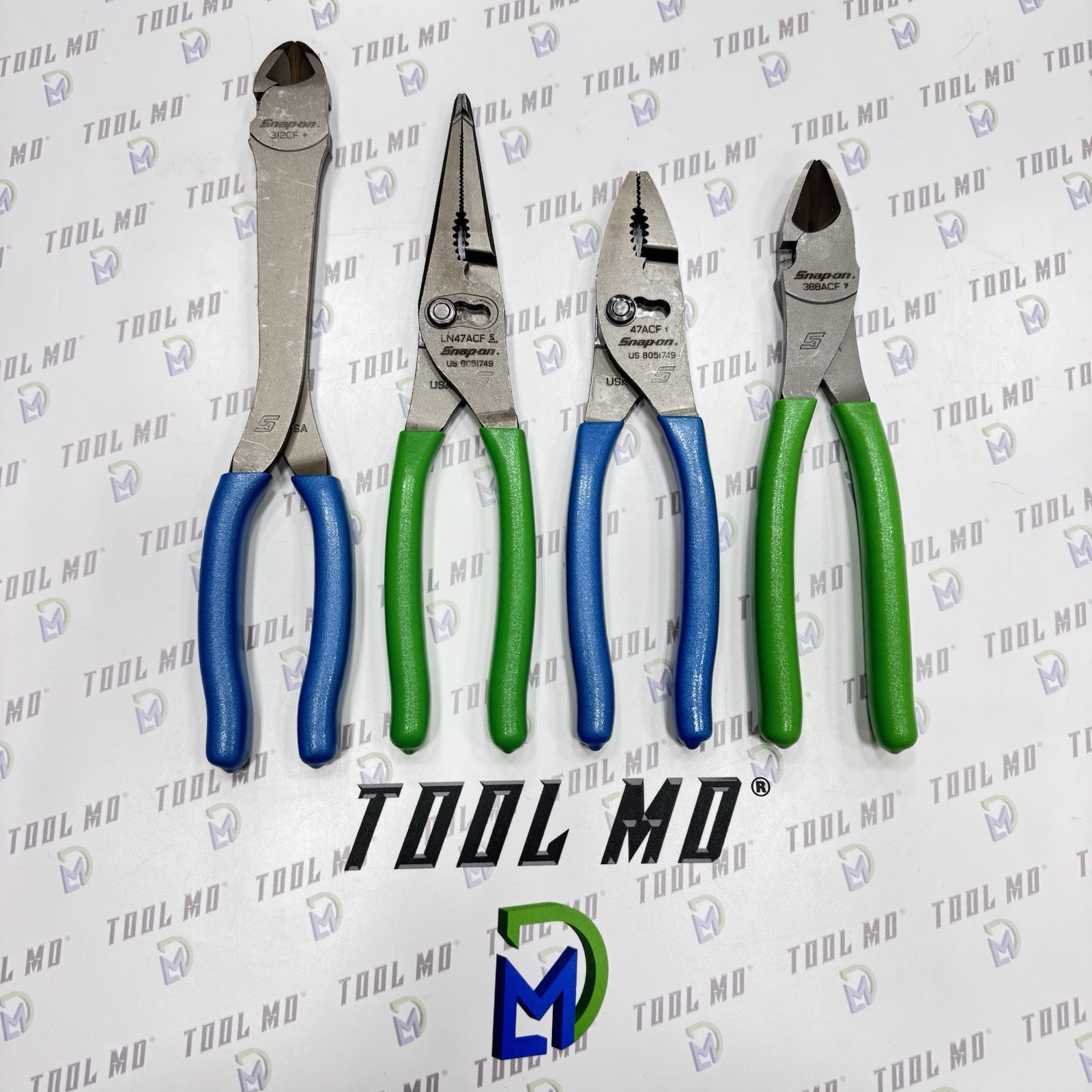 Snap-on Tools USA NEW 4pc PEARL BLUE & GREEN Plier Set w/ To-Go Bag 312CF 47ACF