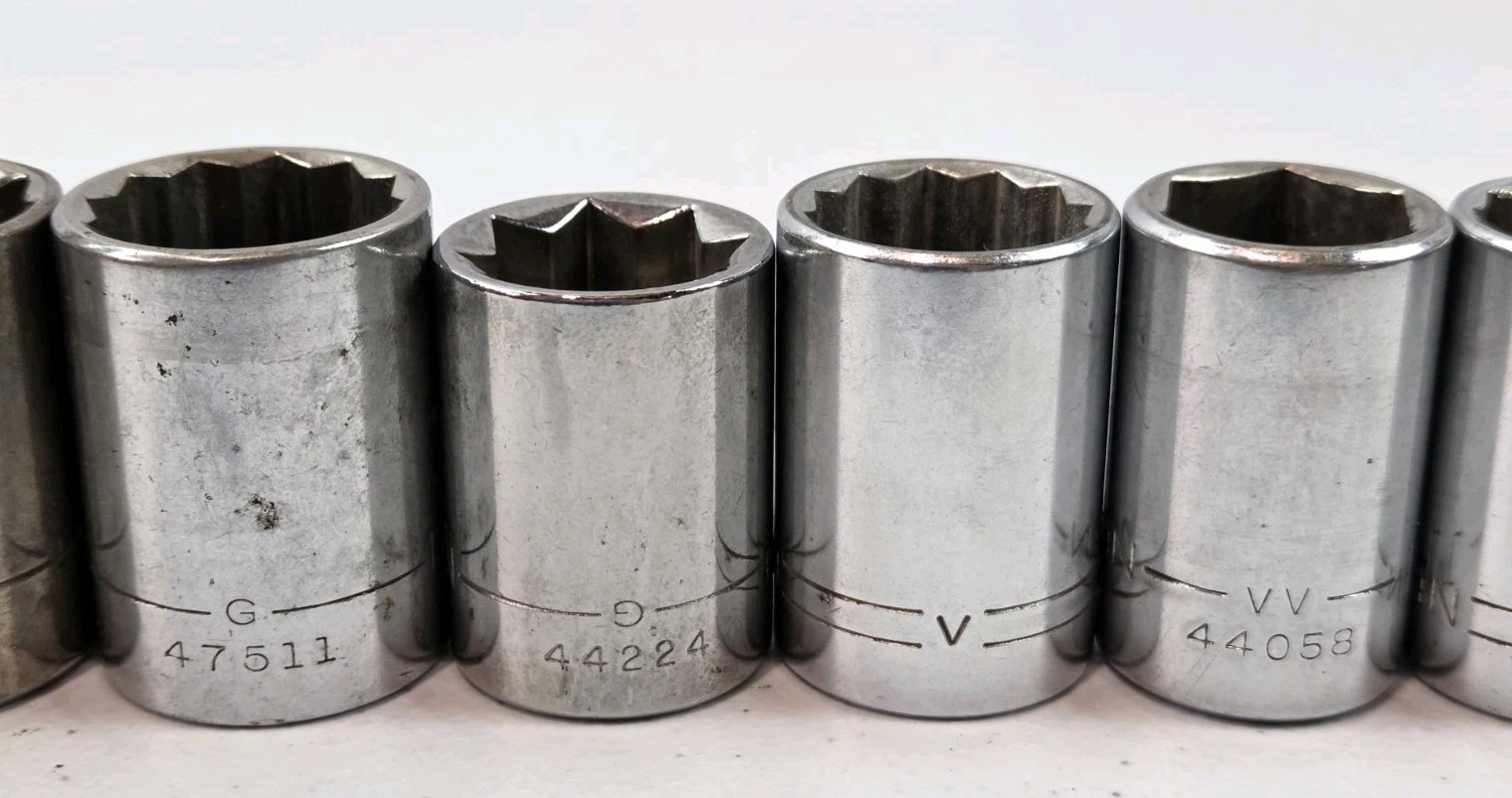 Craftsman Socket Set (12) Pc SAE Lot, 1/2″ Drive 6 Pt, 8 Pt, 12 Pt Assorted-READ