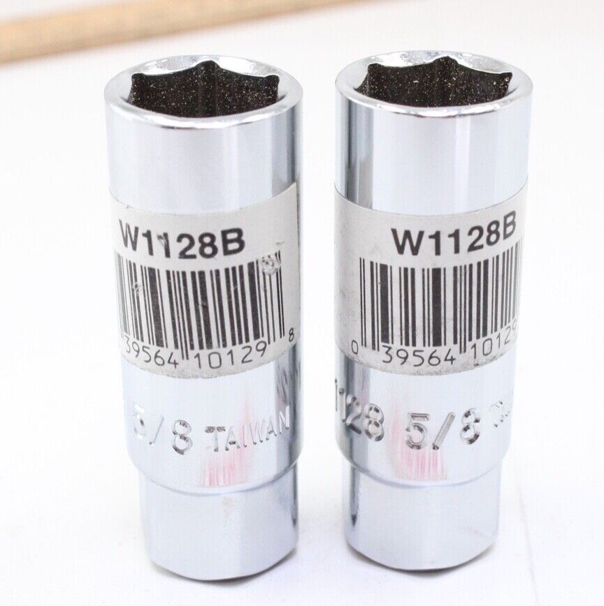 (2) W1128B 3/8″ Drive 5/8″ SAE Chrome Spark Plug Socket w/Rubber Insert