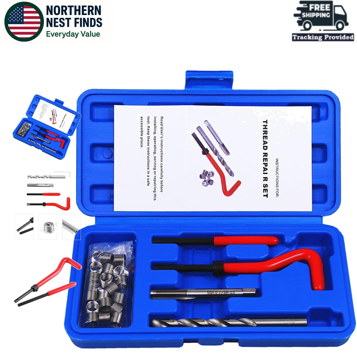 Complete 25pcs Thread Repair Kit for M8 x 1.0mm – Perfect for Automotive Repairs