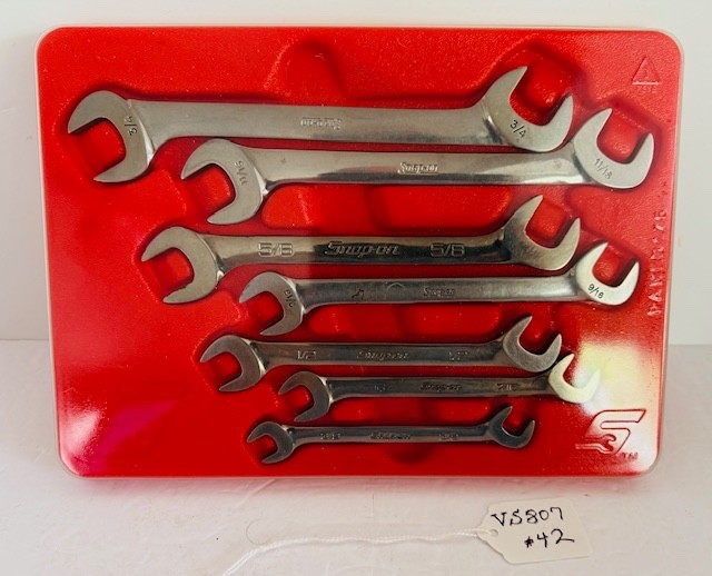 Snap On Tools VS807 7 Piece SAE 4 Way Angle Head Wrench Set #42