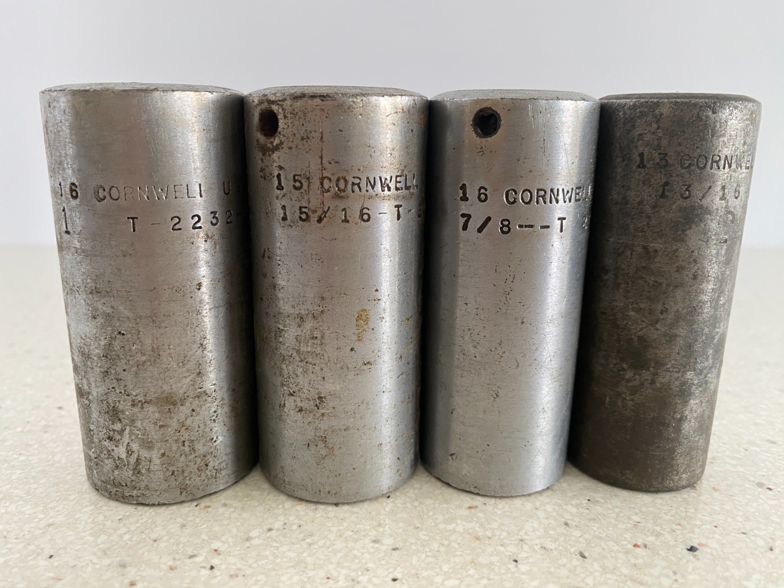Cornwell Tools USA Sockets Lot 4 3/8″ Drive 6 Point Deep Well 13/16 7/8 15/16 1″