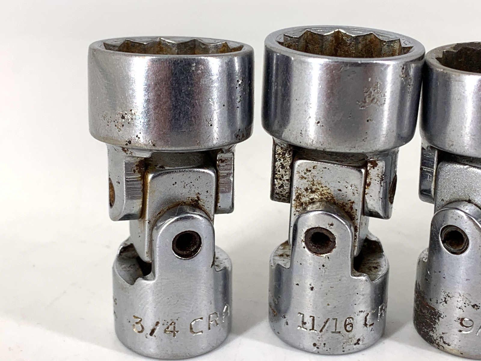 Craftsman (6) Universal Joint Sockets 3/8 Dr V 3/8, 7/16, 1/2, 9/16, 11/16, 3/4