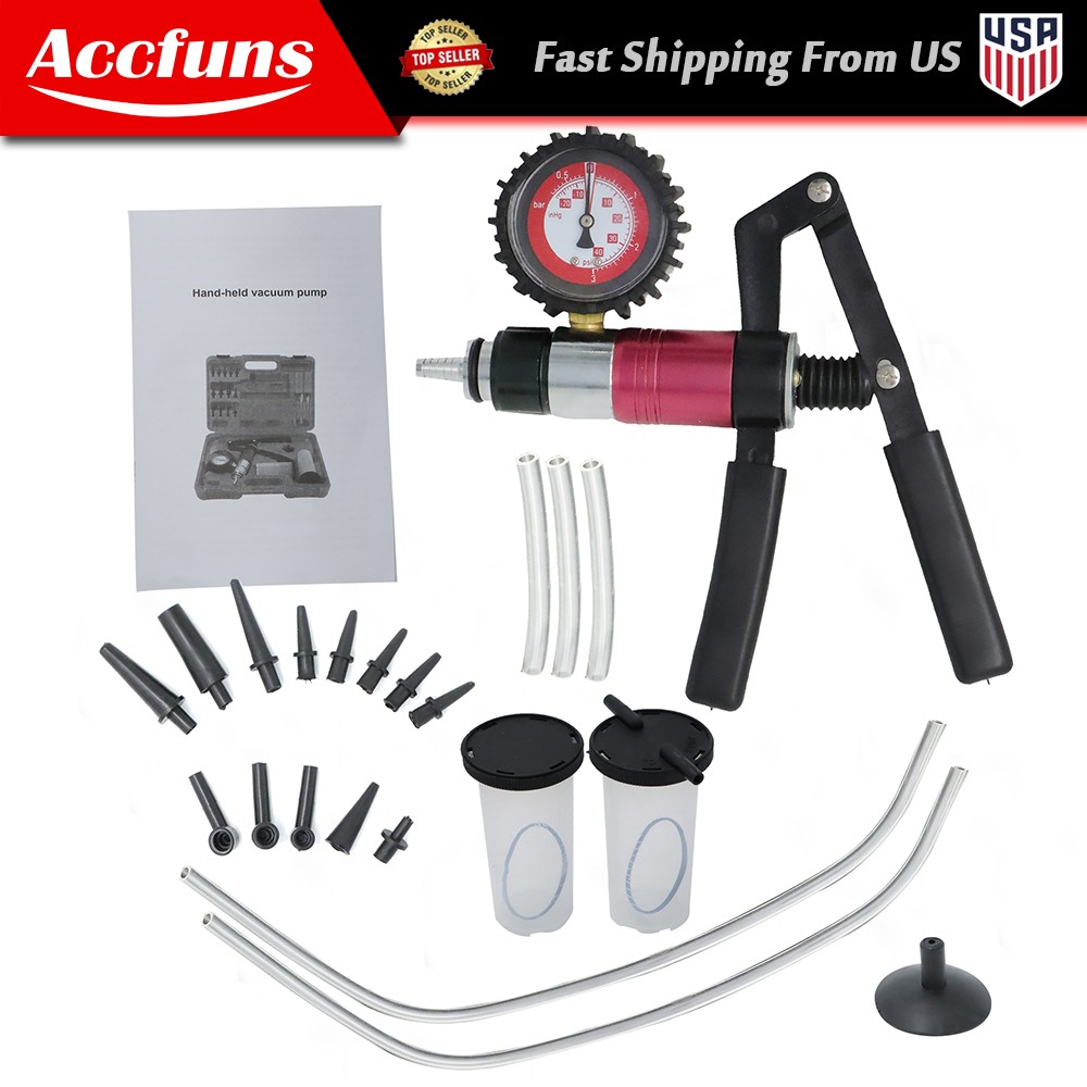 Hand Held Vacuum Pressure Pump Tester Set Brake Fluid Bleeder Bleeding Set + Box