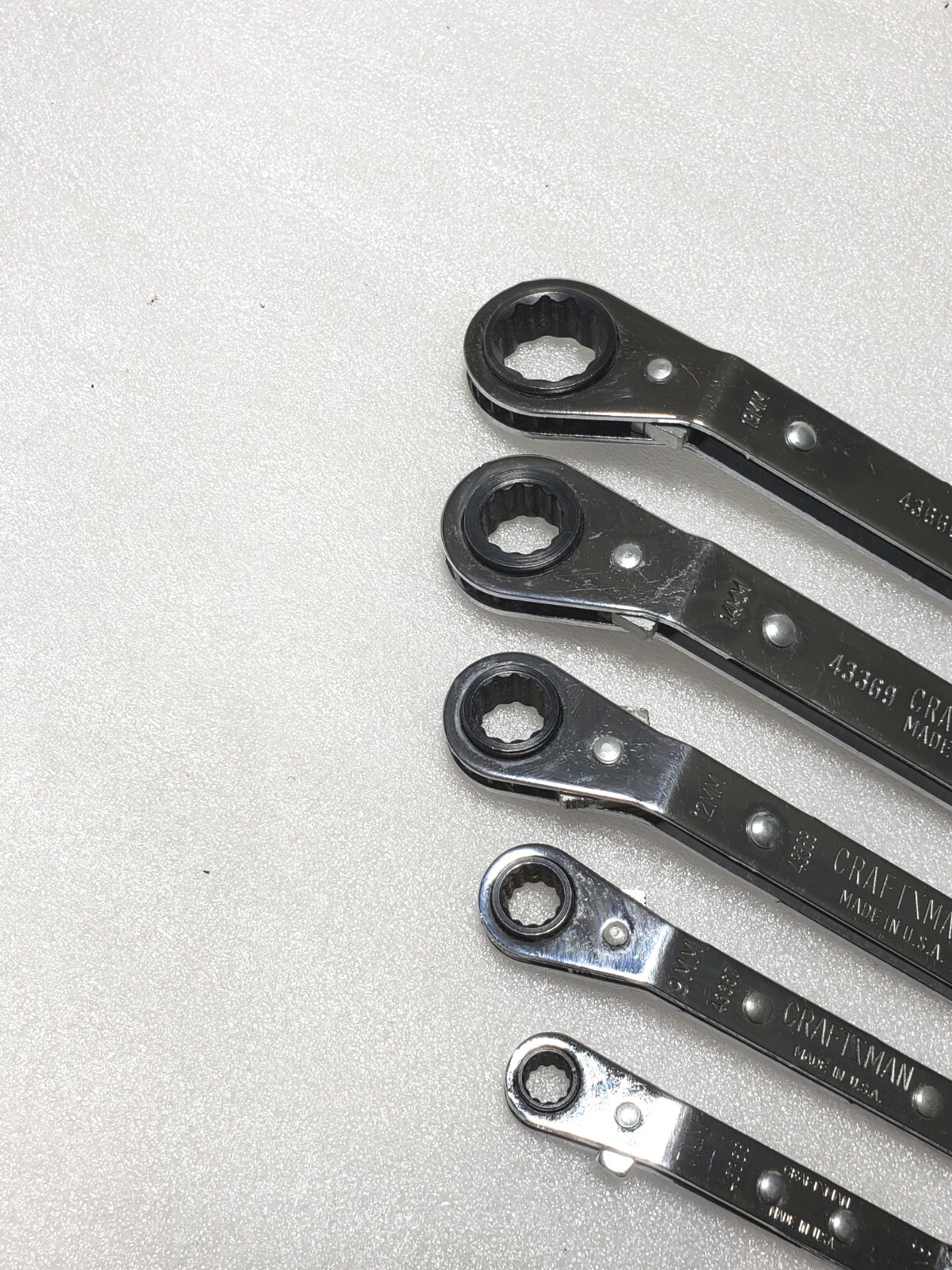 5 Pcs.- Craftsman Metric 12 Pt. Offset Box End Ratcheting Wrench Set 7mm. – 21mm