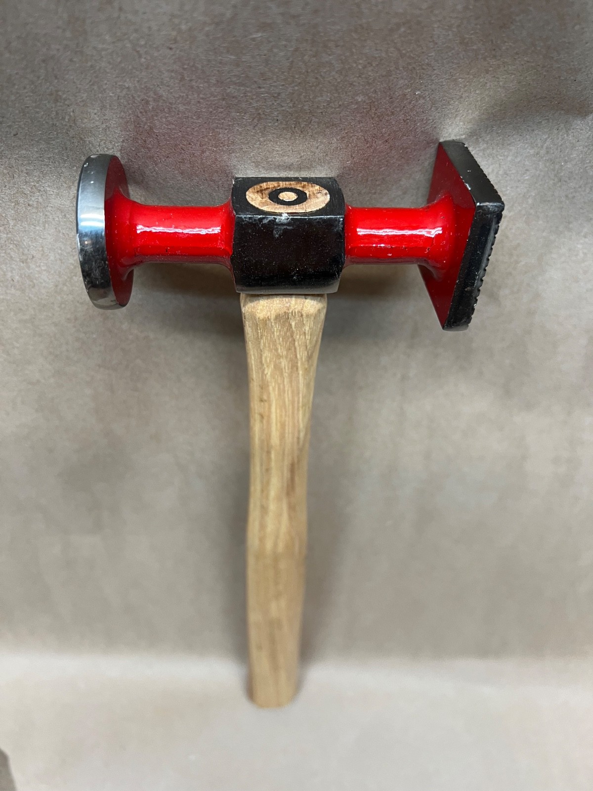 T& E Tools AUTOBODY BUMPING SQUARE shrinking hammer, ROUND FACE HICKORY HANDLE