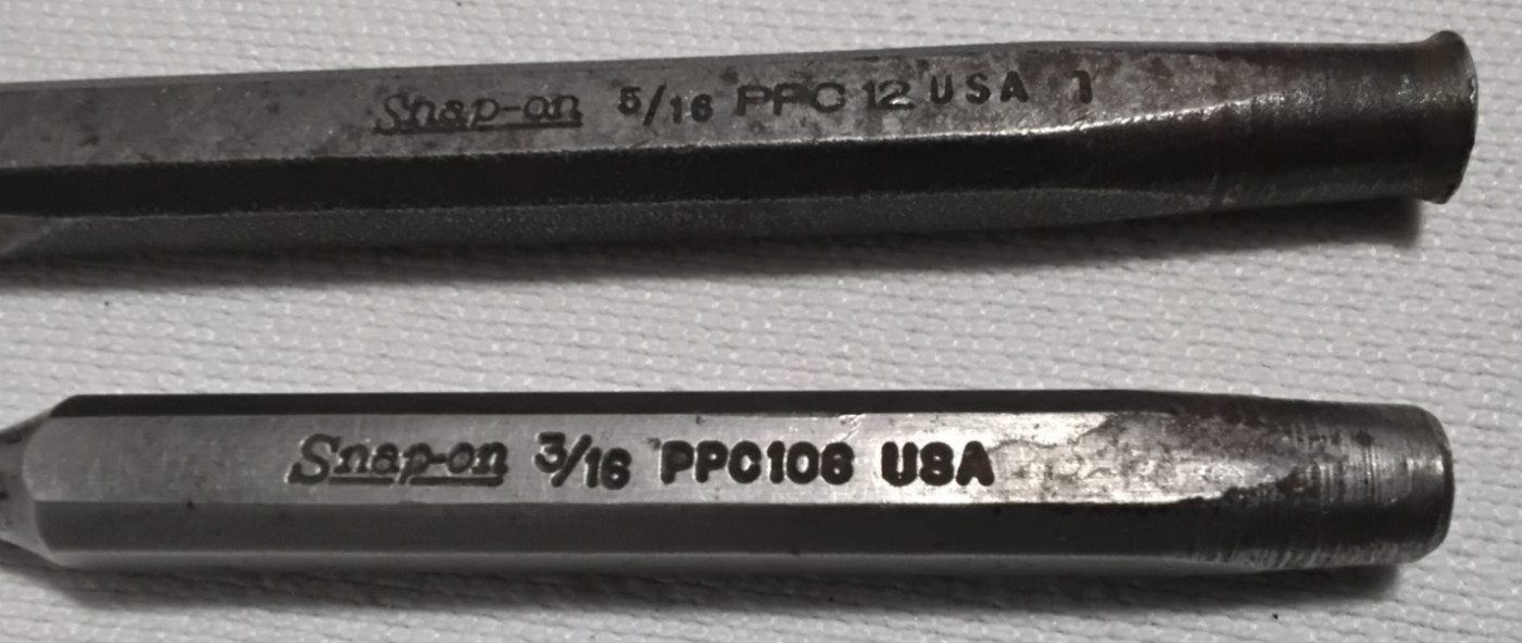 2pcs Snap-On Cope Chisel 5/8″ PPC 12 6″ & 3/16″ PPC108 Punch USA